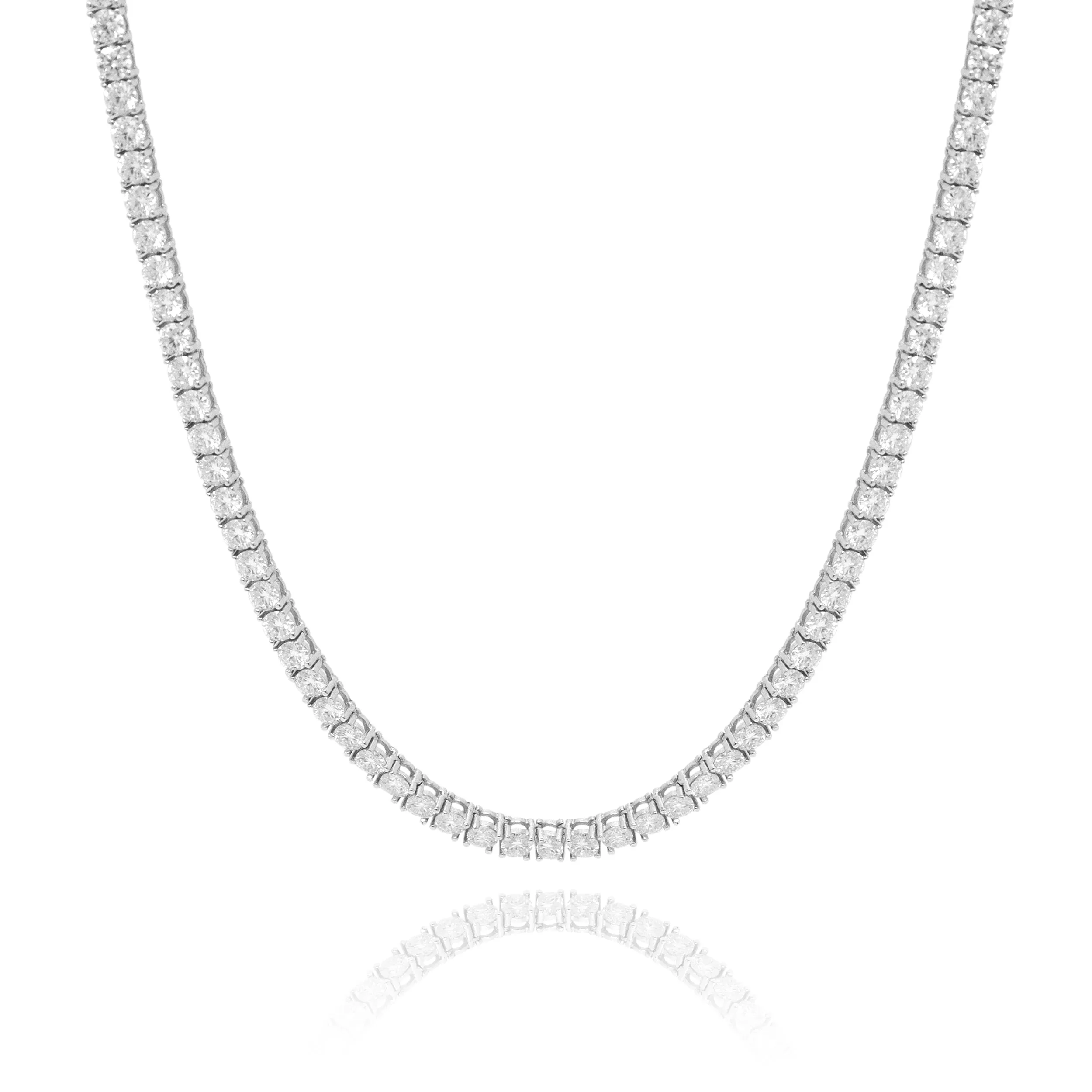 2mm Lab Diamond Tennis Chain, 4.6ct 14K White Gold – Men's Diamond Chain