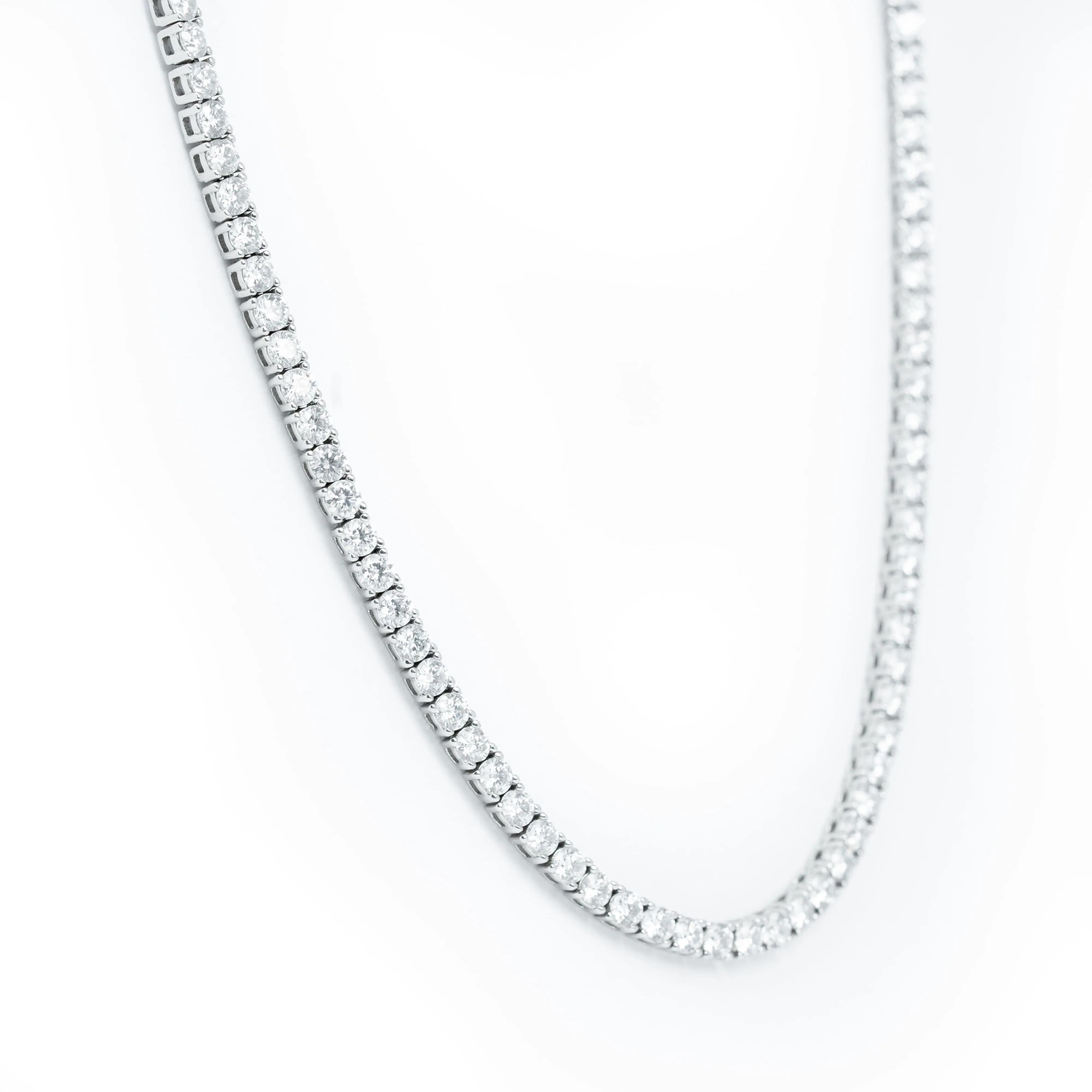 2mm Lab Diamond Tennis Chain, 4.6ct 14K White Gold – Men's Diamond Chain