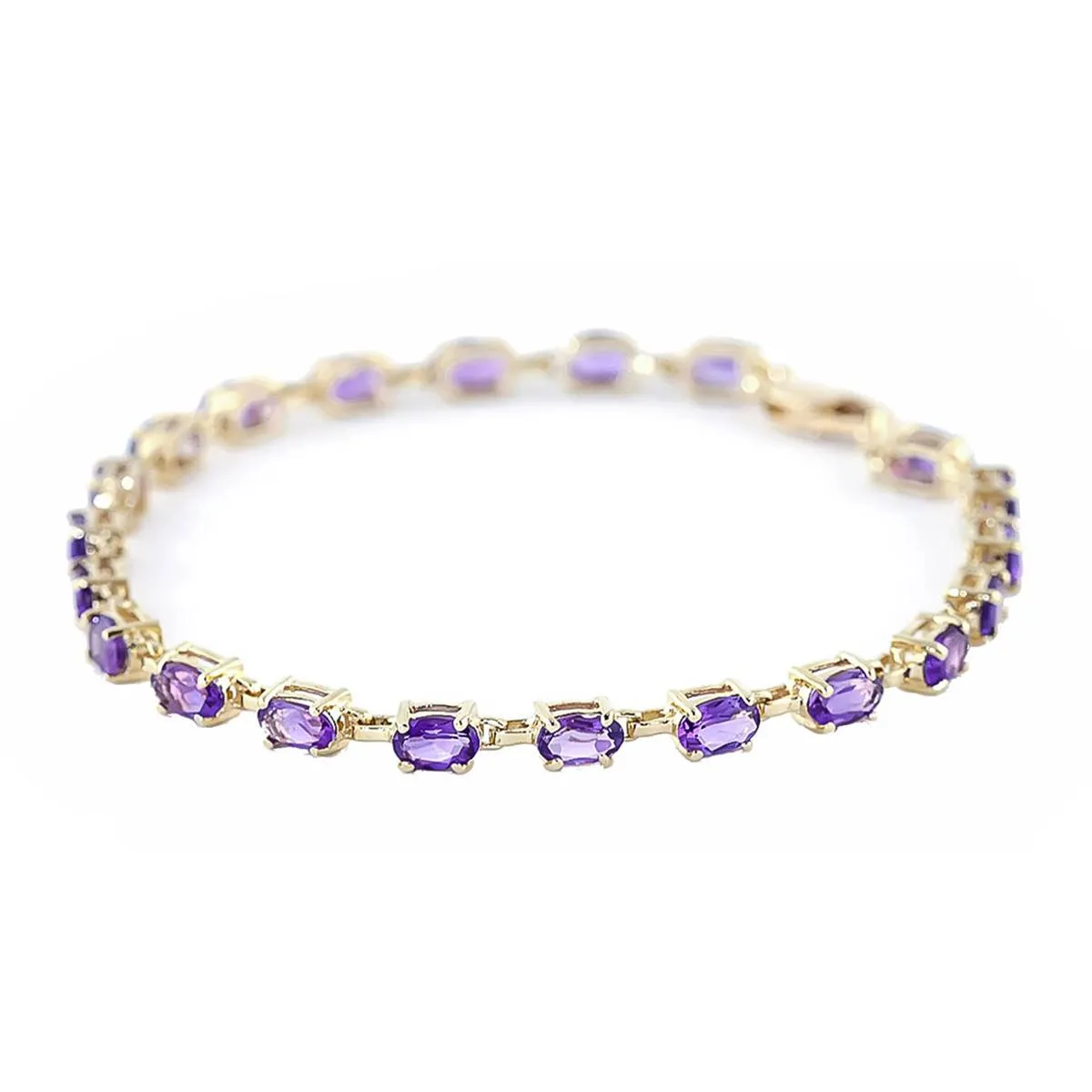 5.5 Carat 14K Solid Yellow Gold Tennis Bracelet Amethyst