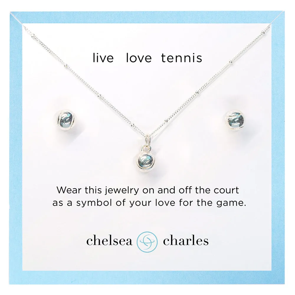 CC Sport Silver Tennis Necklace and Earrings Gift Set