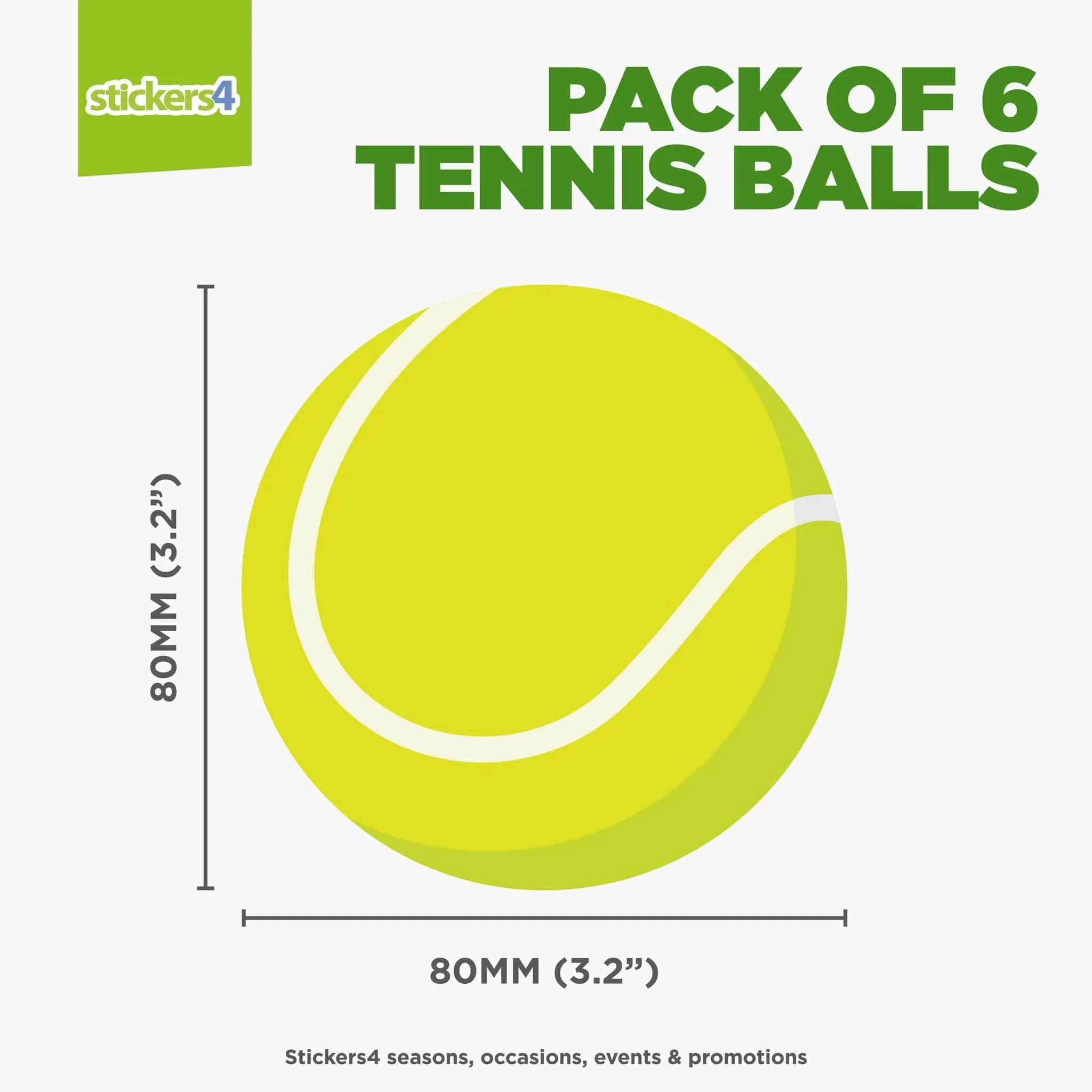 Pack of 6 Tennis Ball Static Cling Window Stickers