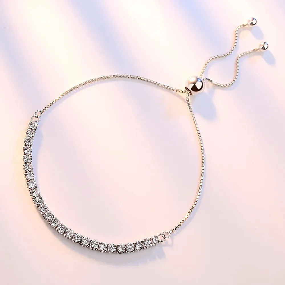 Tennis Bracelet Adjustable Casual 925 Cubic Zirconia Tarnish Free women's Jewelry