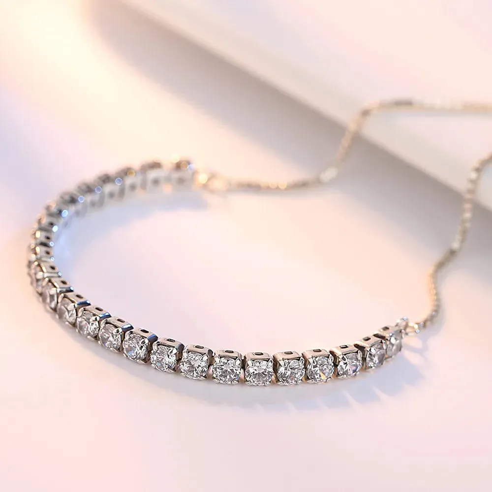 Tennis Bracelet Adjustable Casual 925 Cubic Zirconia Tarnish Free women's Jewelry