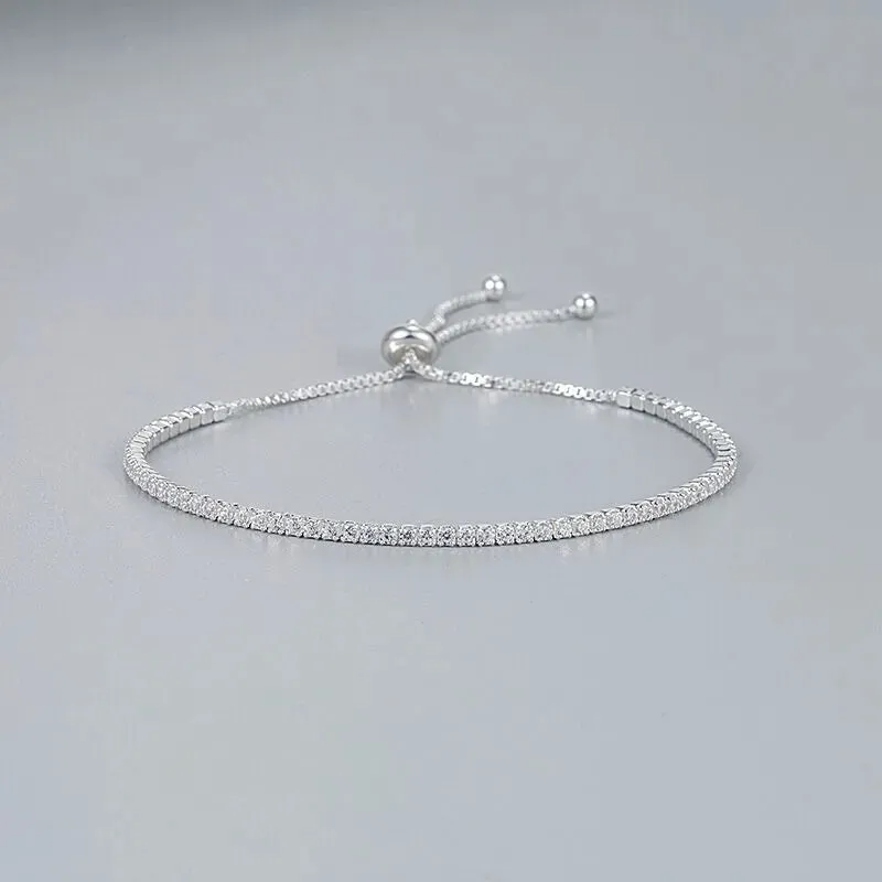 Tennis Bracelet Adjustable Casual 925 Cubic Zirconia Tarnish Free women's Jewelry