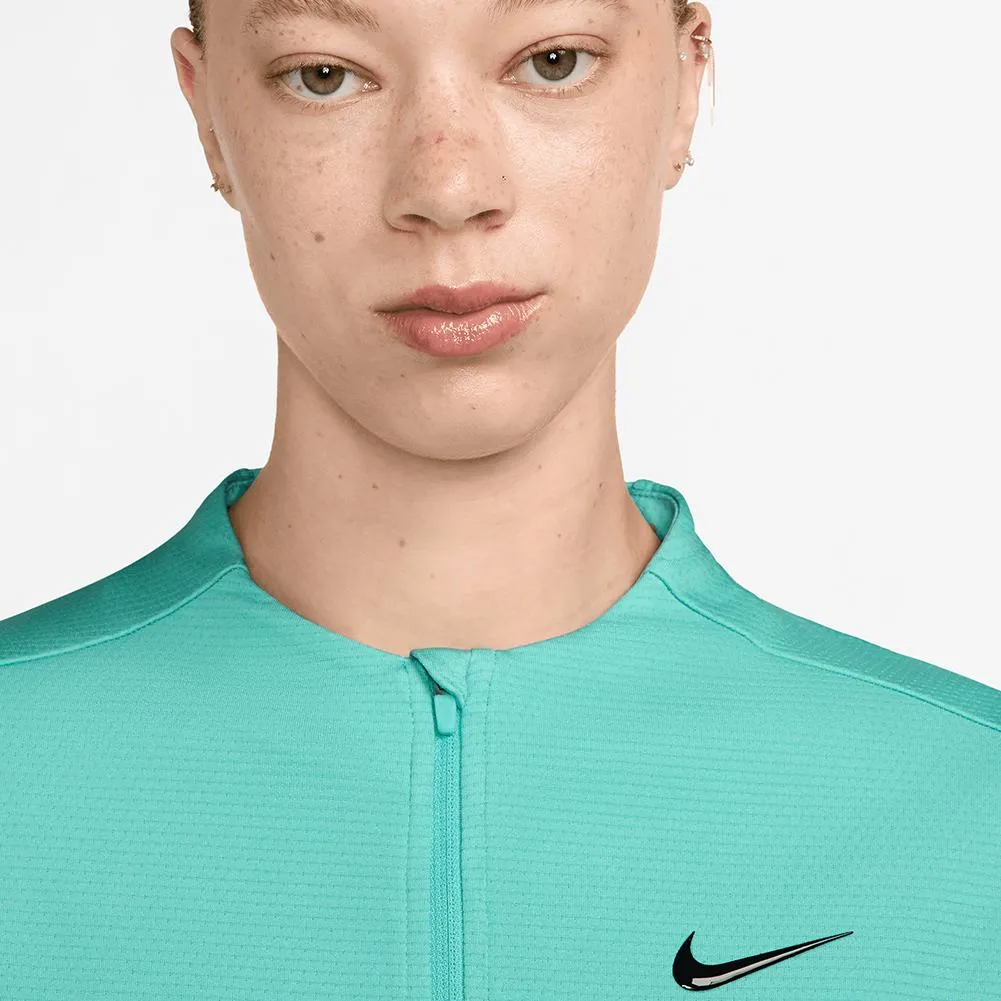 Women`s Dri-FIT UV Advantage 1/2 Zip Tennis Top Green Frost and Black