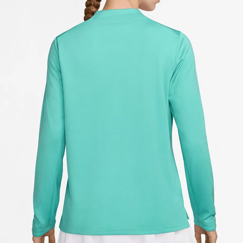 Women`s Dri-FIT UV Advantage 1/2 Zip Tennis Top Green Frost and Black